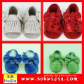 2015 Cheap Hot Sales Professional sweet bow and tassels sandals cow leather Toddler Infant Baby Shoes